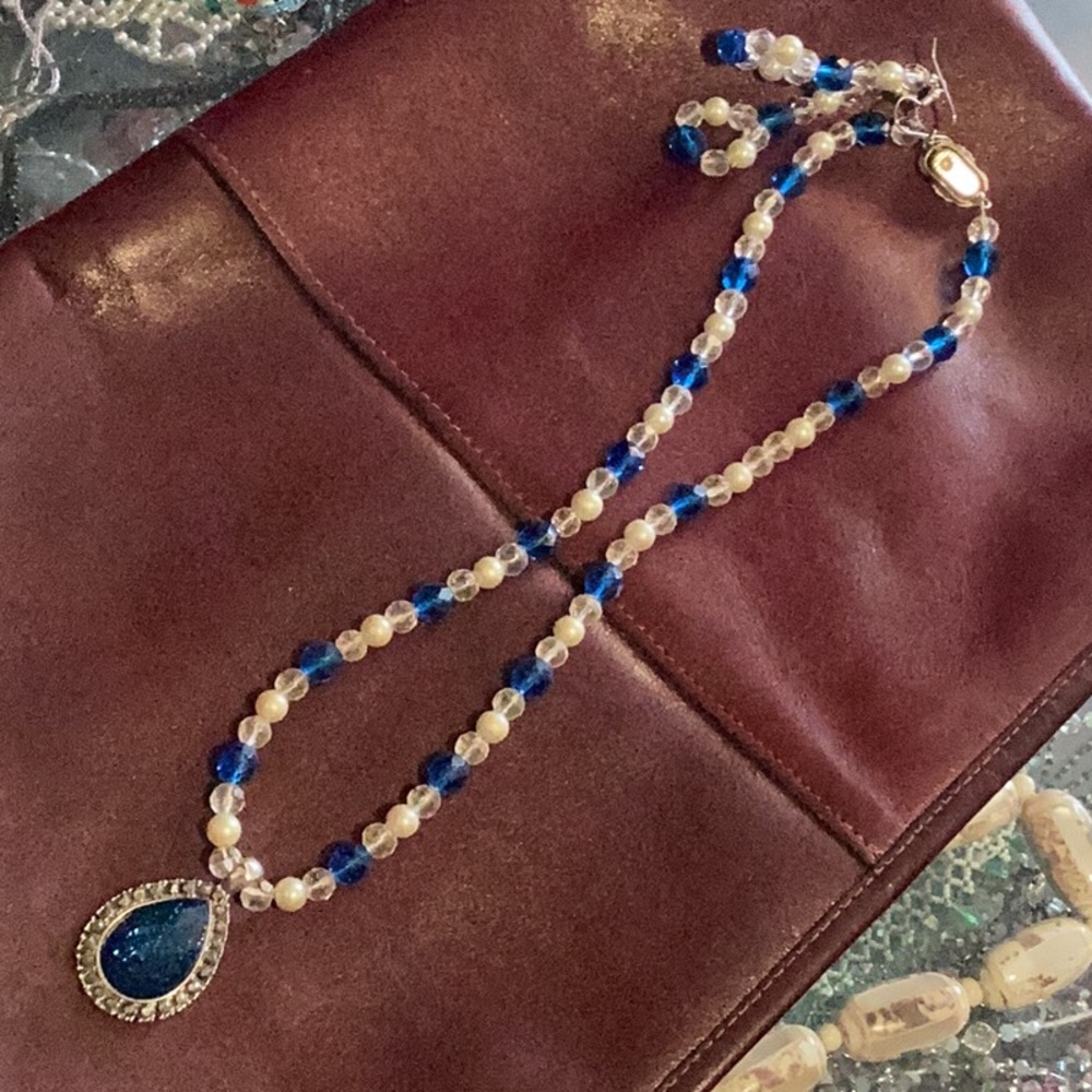 Beaded necklace and earrings to match handmade